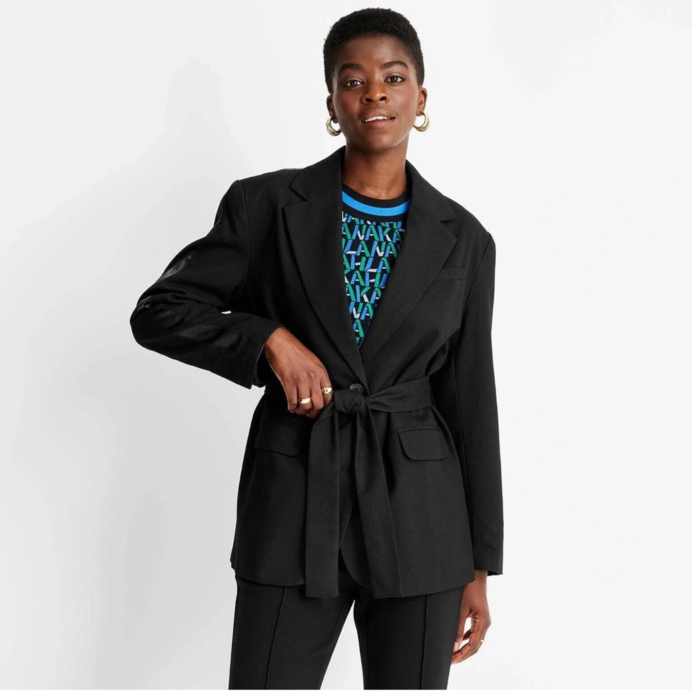 Future Collective Women's Tie-Front Blazer Black Size S New With Tags 4